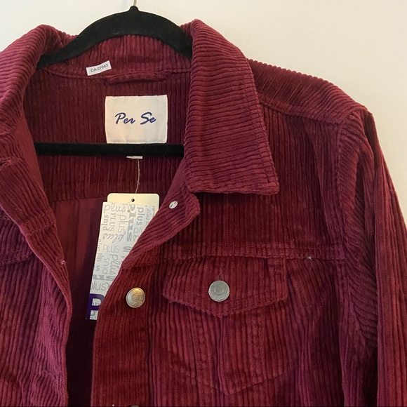 Corduroy Jacket Burgundy 1X - Picture 2 of 6